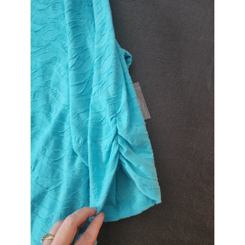 Ali Miles PXL Textured Beach Wearable Art Turquoise Shirt Top Artsy Resort NWT - Picture 5 of 11